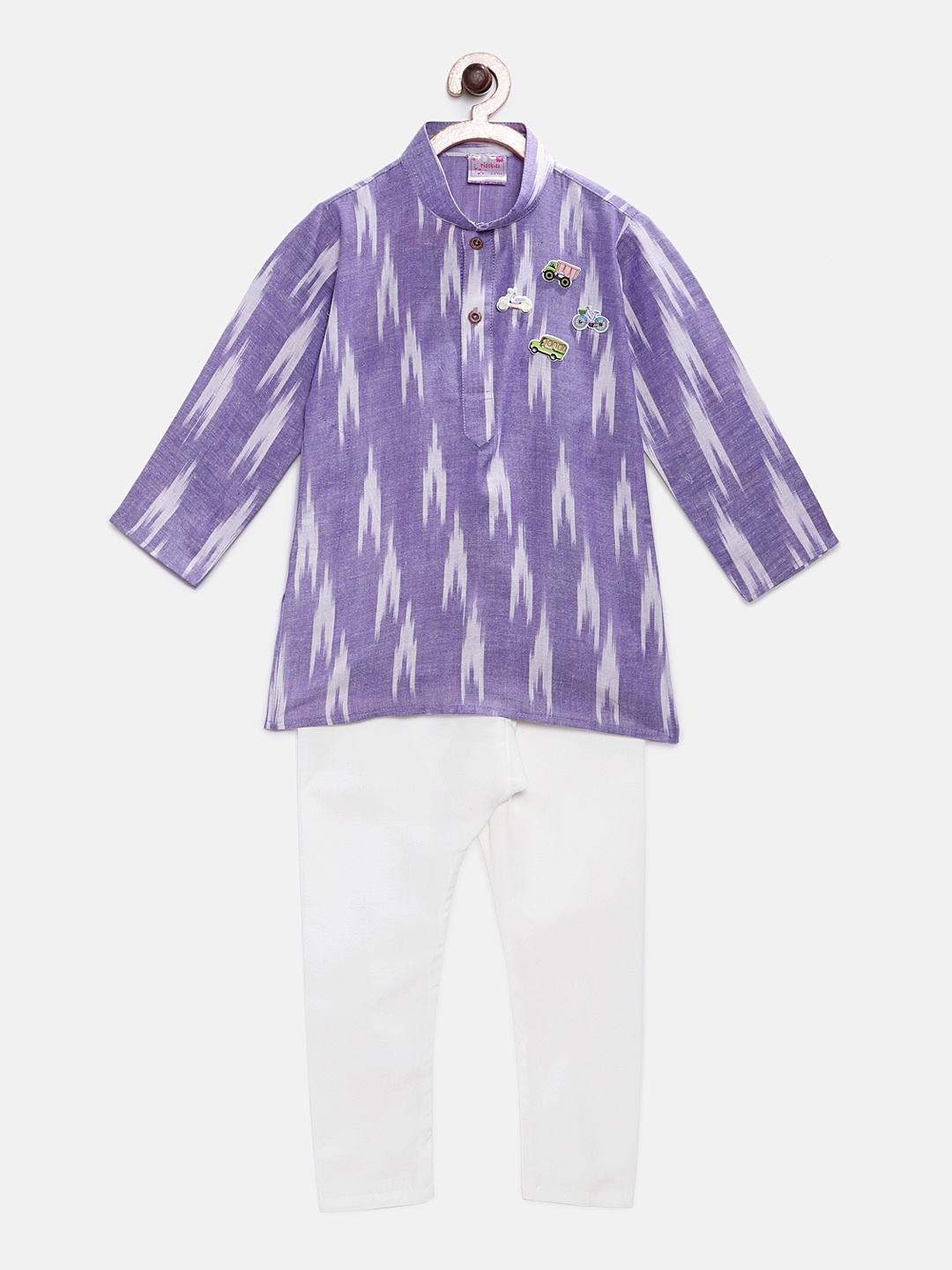 

Ridokidz Boys Purple & White Printed Kurta with Pyjamas