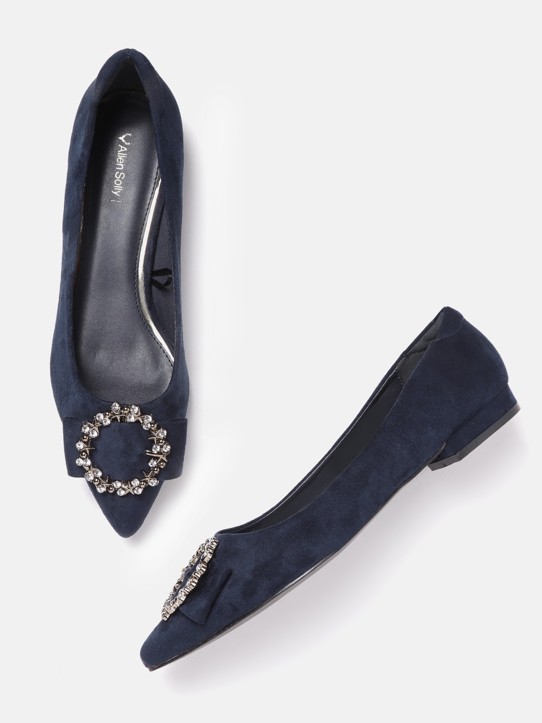 

Allen Solly Women Navy Blue Solid Ballerinas With Embellished Detail