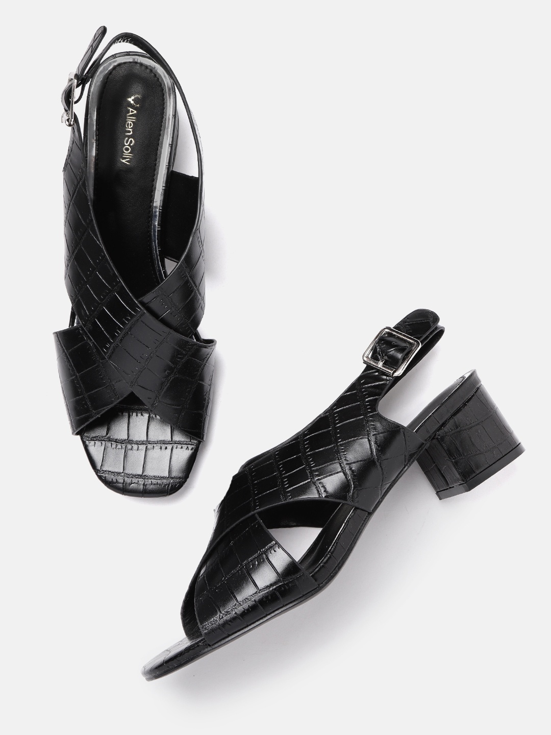 

Allen Solly Women Black Croc-Textured Block Heels