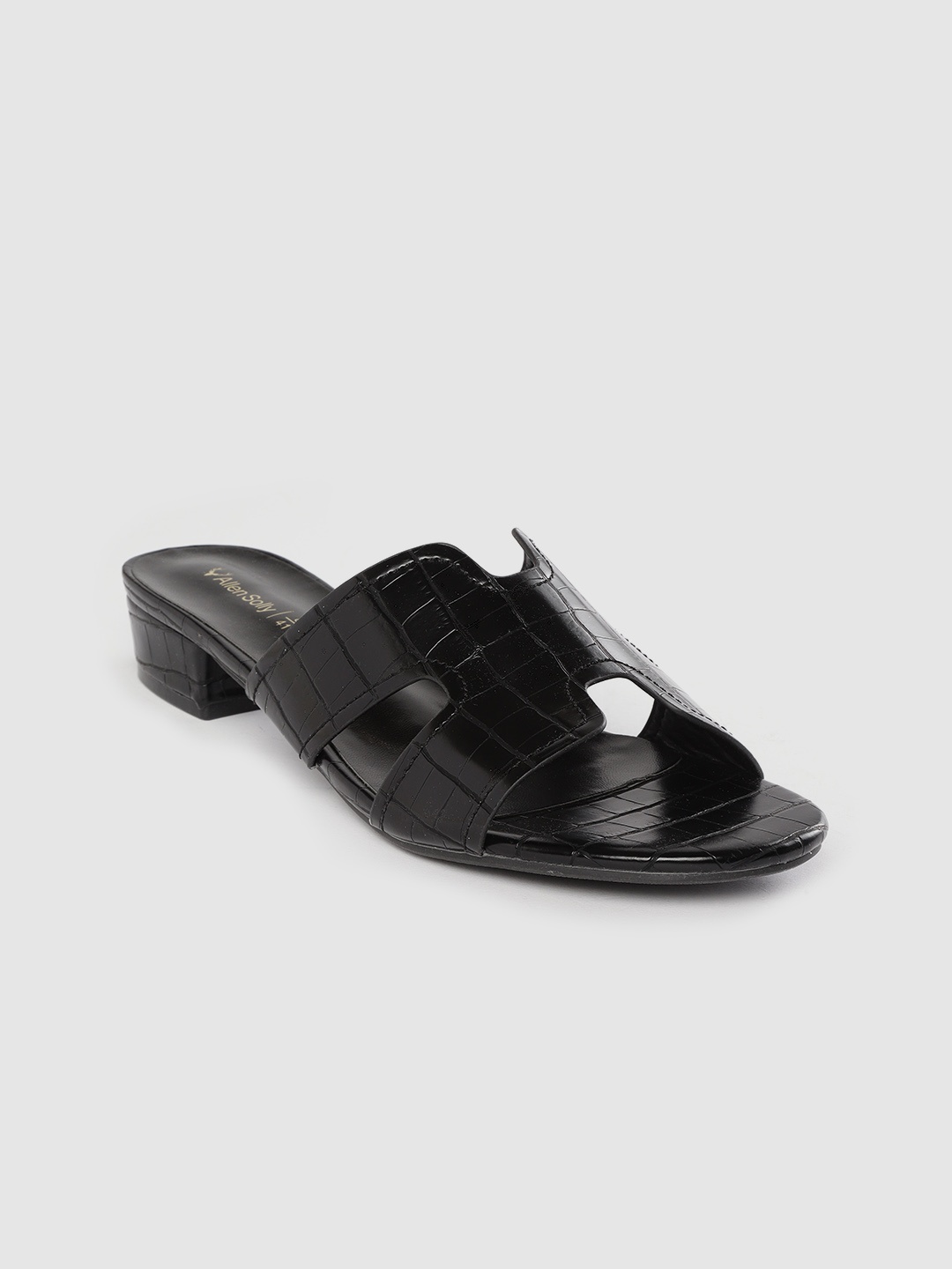 

Allen Solly Women Black Croc-Textured Open Toe Flats