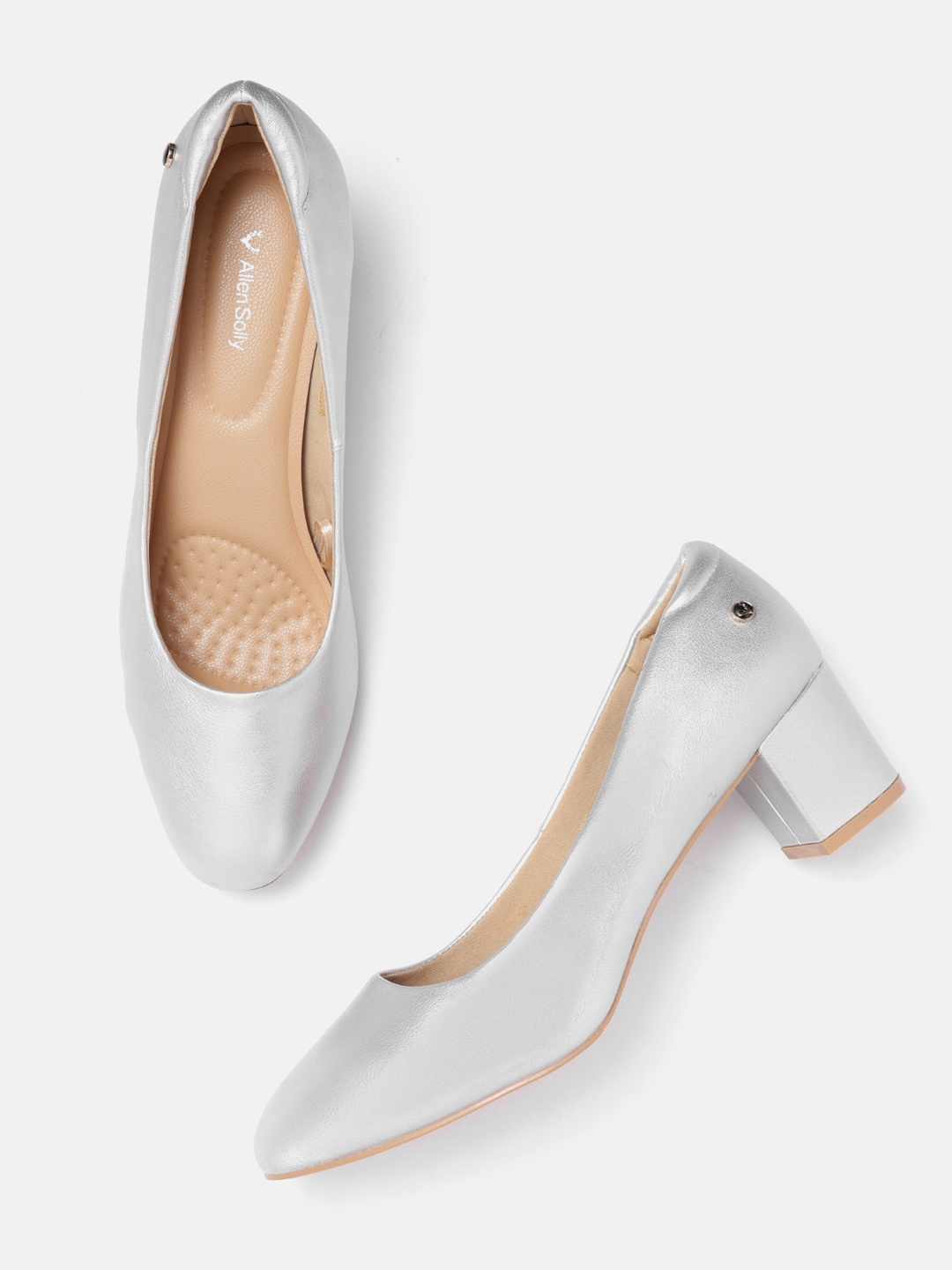 

Allen Solly Women Silver-Toned Solid Pumps