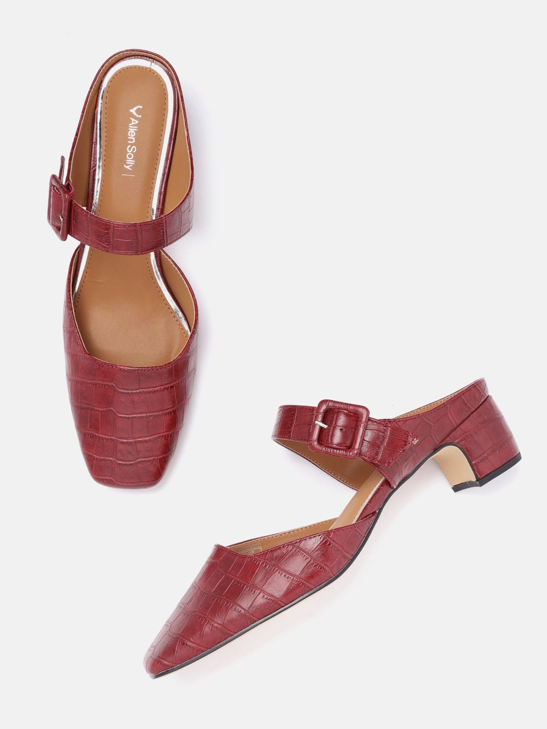 

Allen Solly Women Maroon Croc Textured Pumps