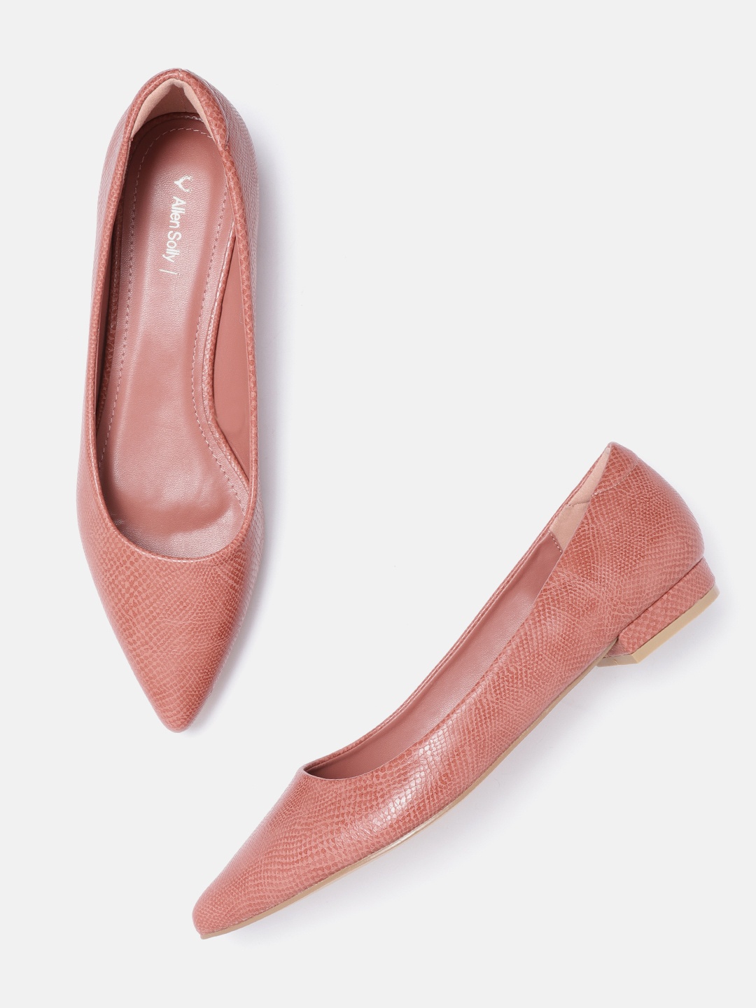 

Allen Solly Women Pink Snakeskin Textured Ballerinas