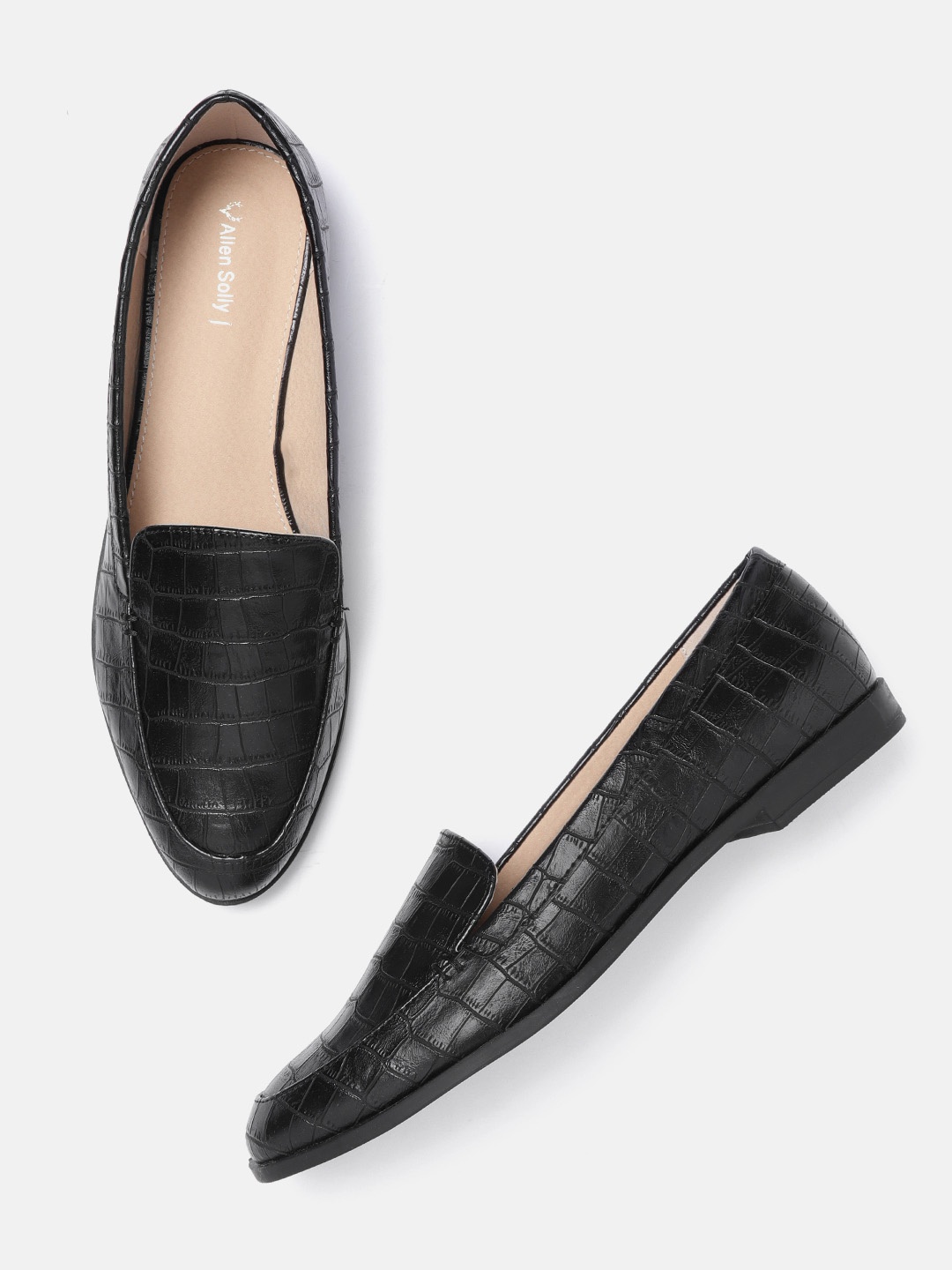 

Allen Solly Women Black Croc Textured Loafers