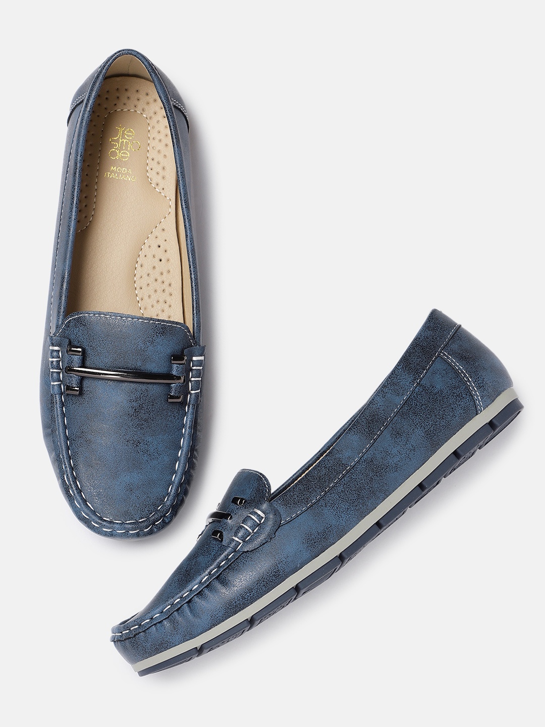 

Tresmode Women Blue Horsebit Loafers