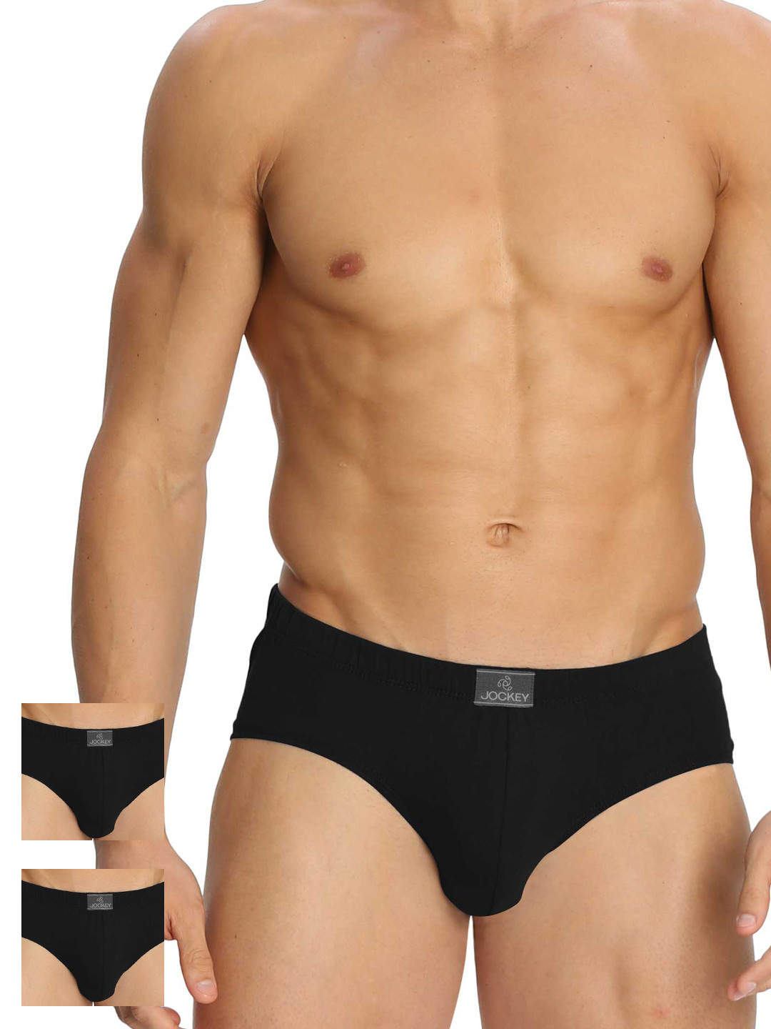 

Jockey Pack of 3 Super Combed Cotton Solid Brief with Ultrasoft Concealed Waistband-8035, Black