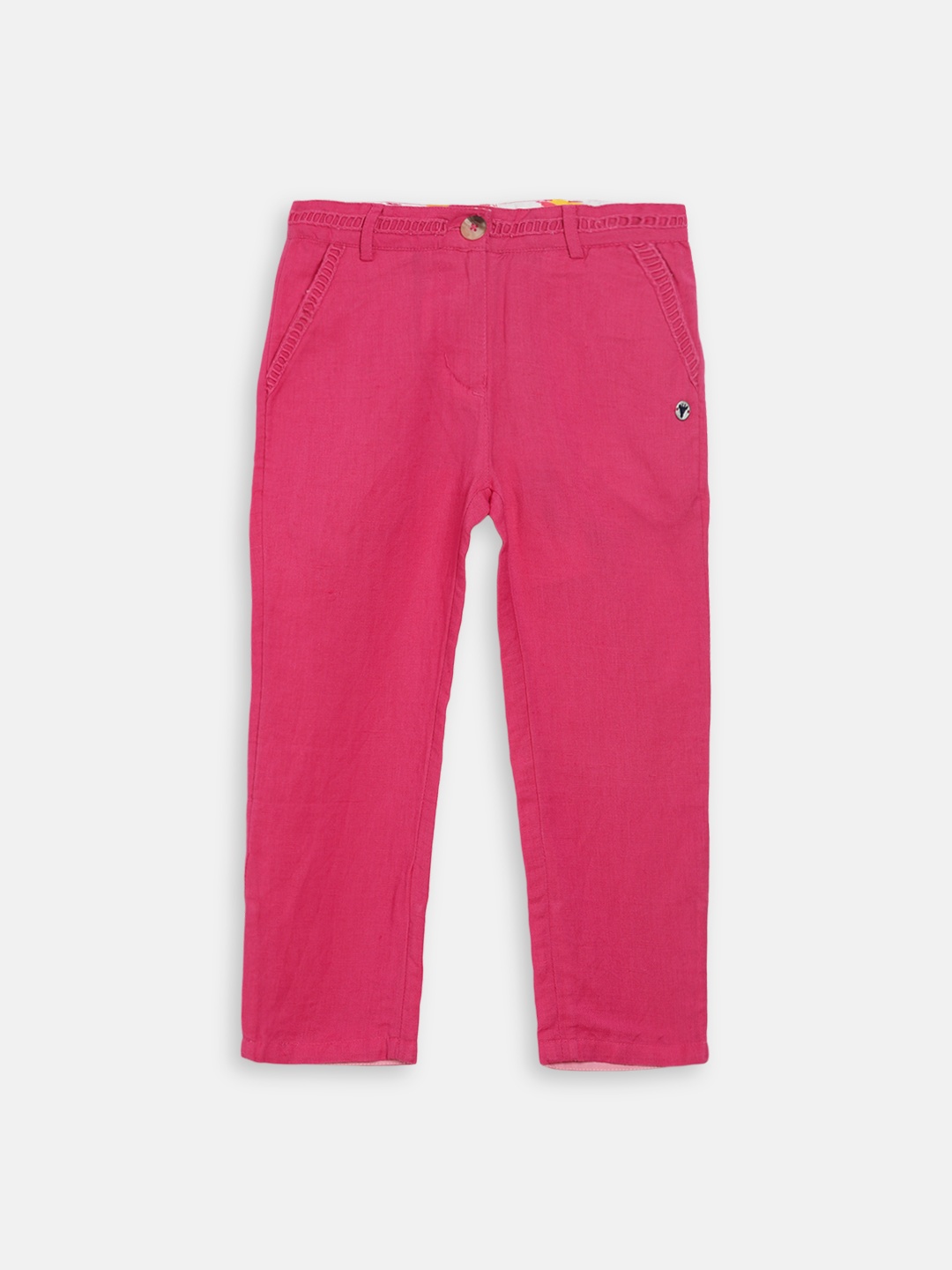 

Blue Giraffe Girls Pink Regular Fit Solid Regular Trousers