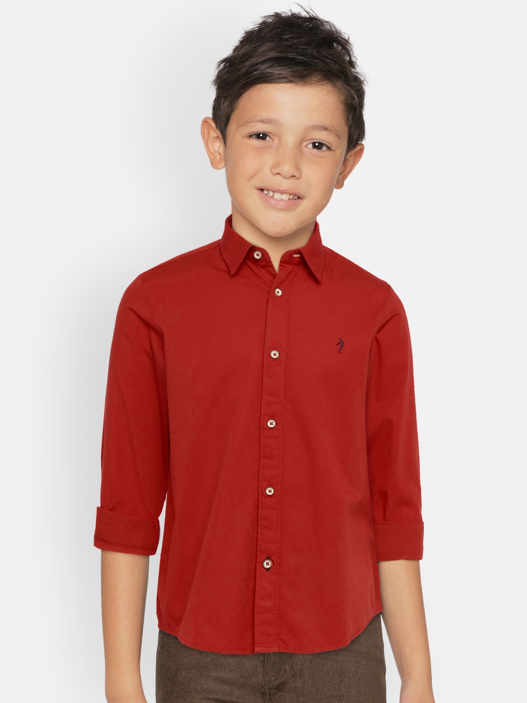 

Indian Terrain Boys Red Regular Fit Solid Casual Shirt