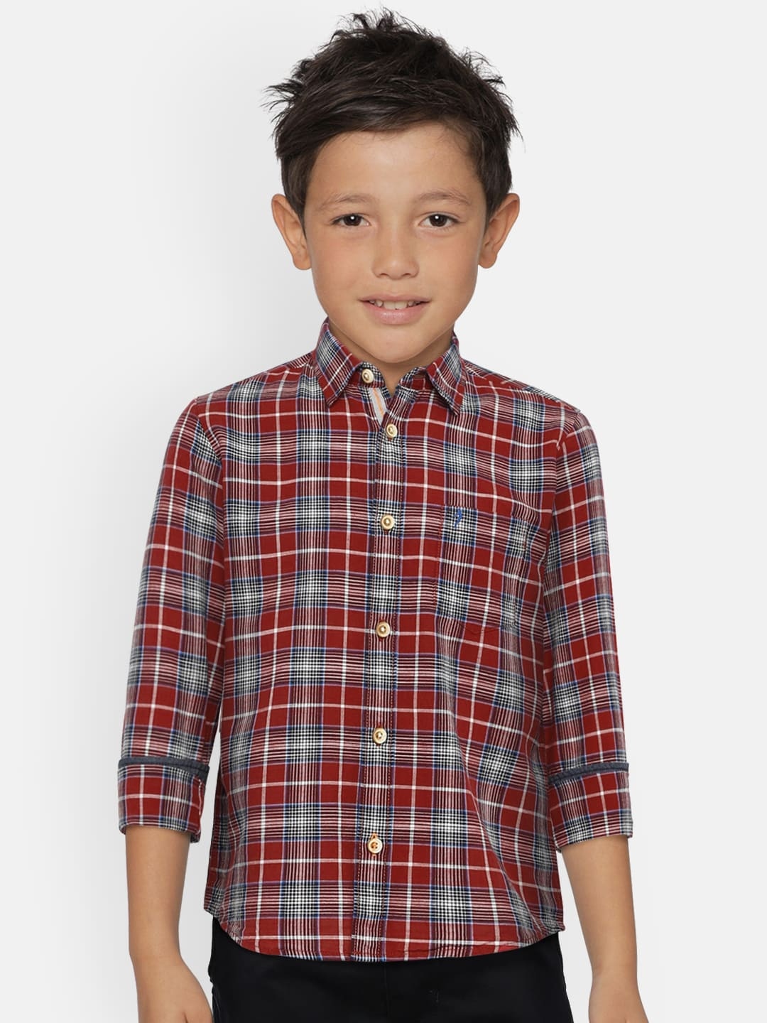 

Indian Terrain Boys Red & Blue Regular Fit Checked Casual Shirt