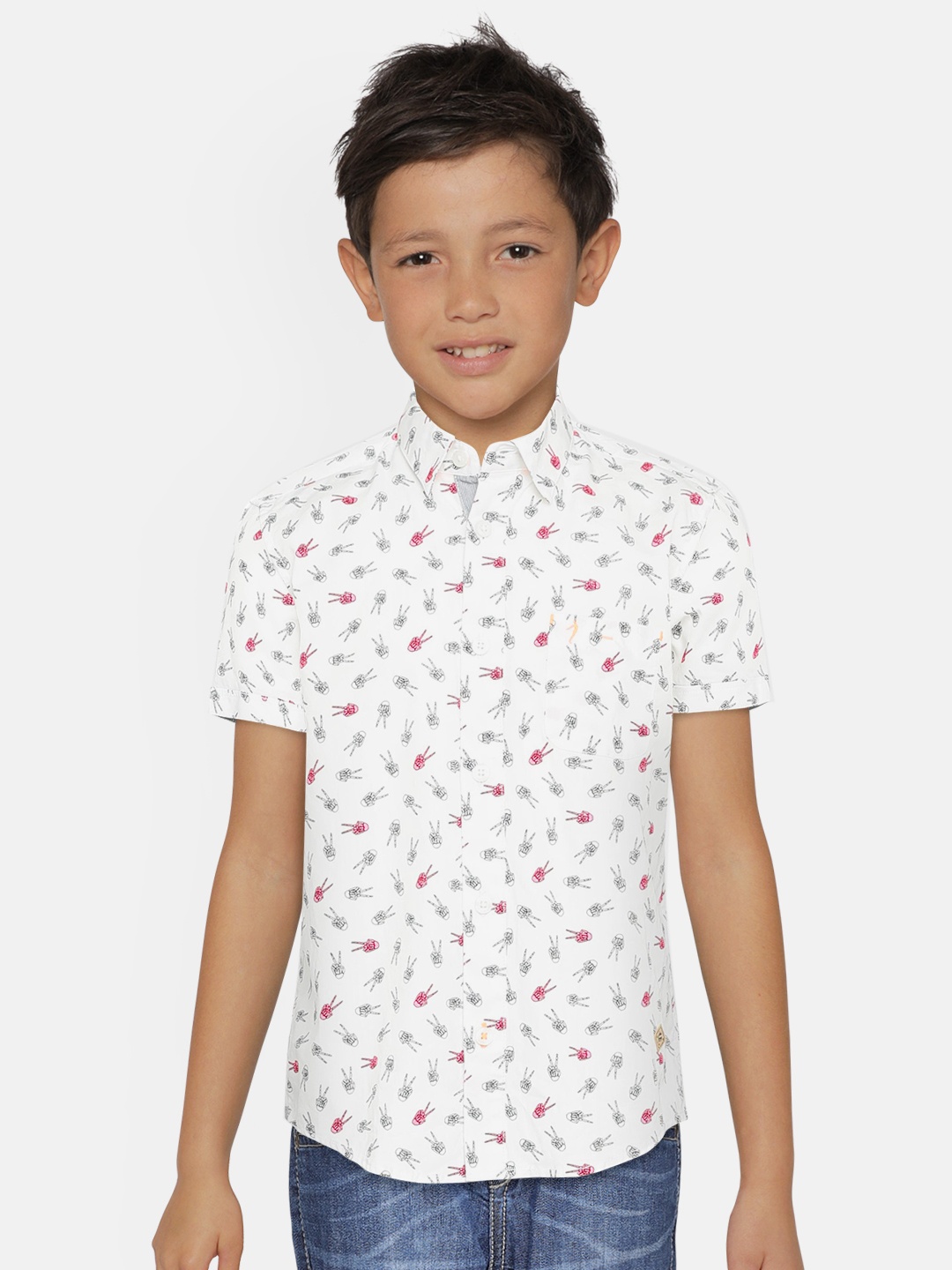 

Indian Terrain Boys White Regular Fit Printed Casual Shirt