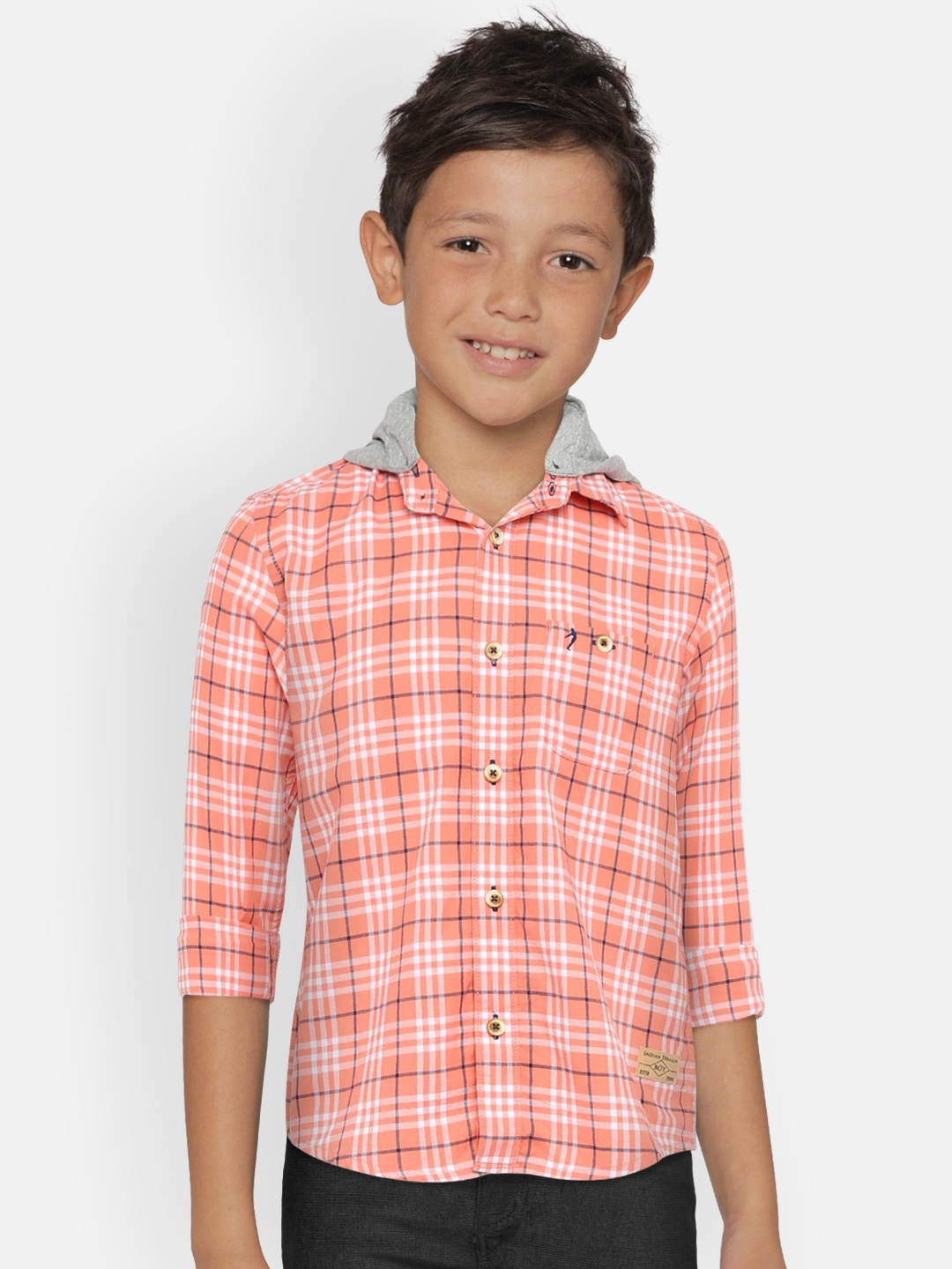 

Indian Terrain Boys Rust Brown Regular Fit Checked Casual Shirt