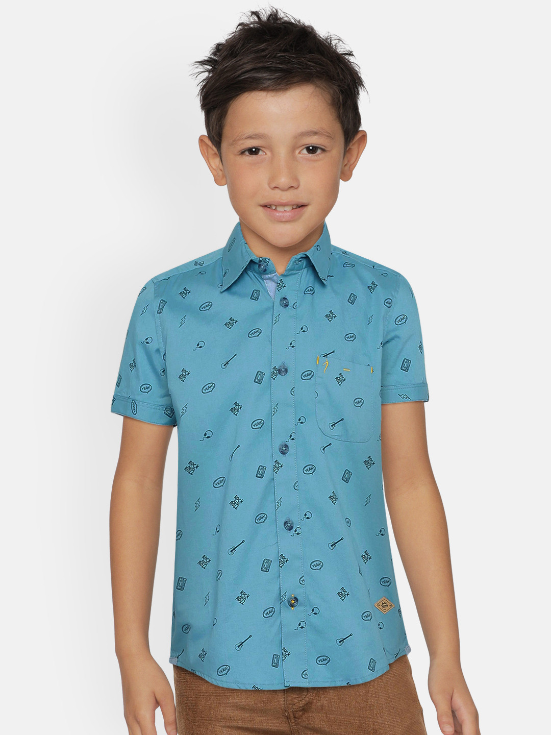 

Indian Terrain Boys Blue Regular Fit Printed Casual Shirt