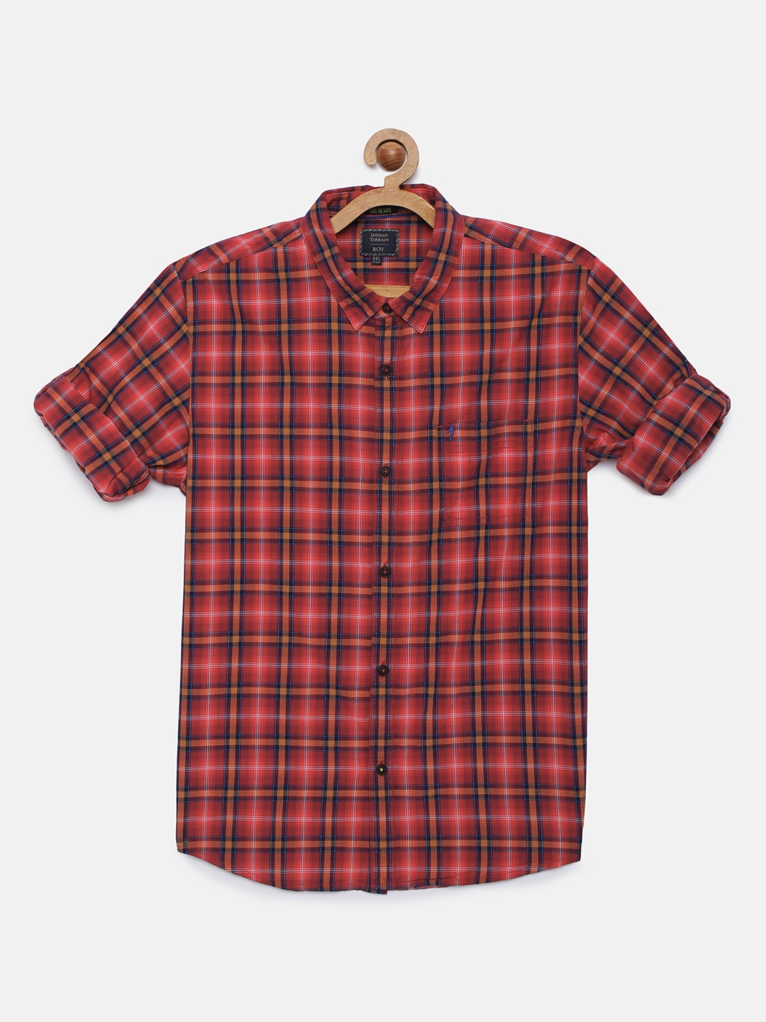 

Indian Terrain Boys Maroon Checked Cotton Regular Fit Casual Shirt