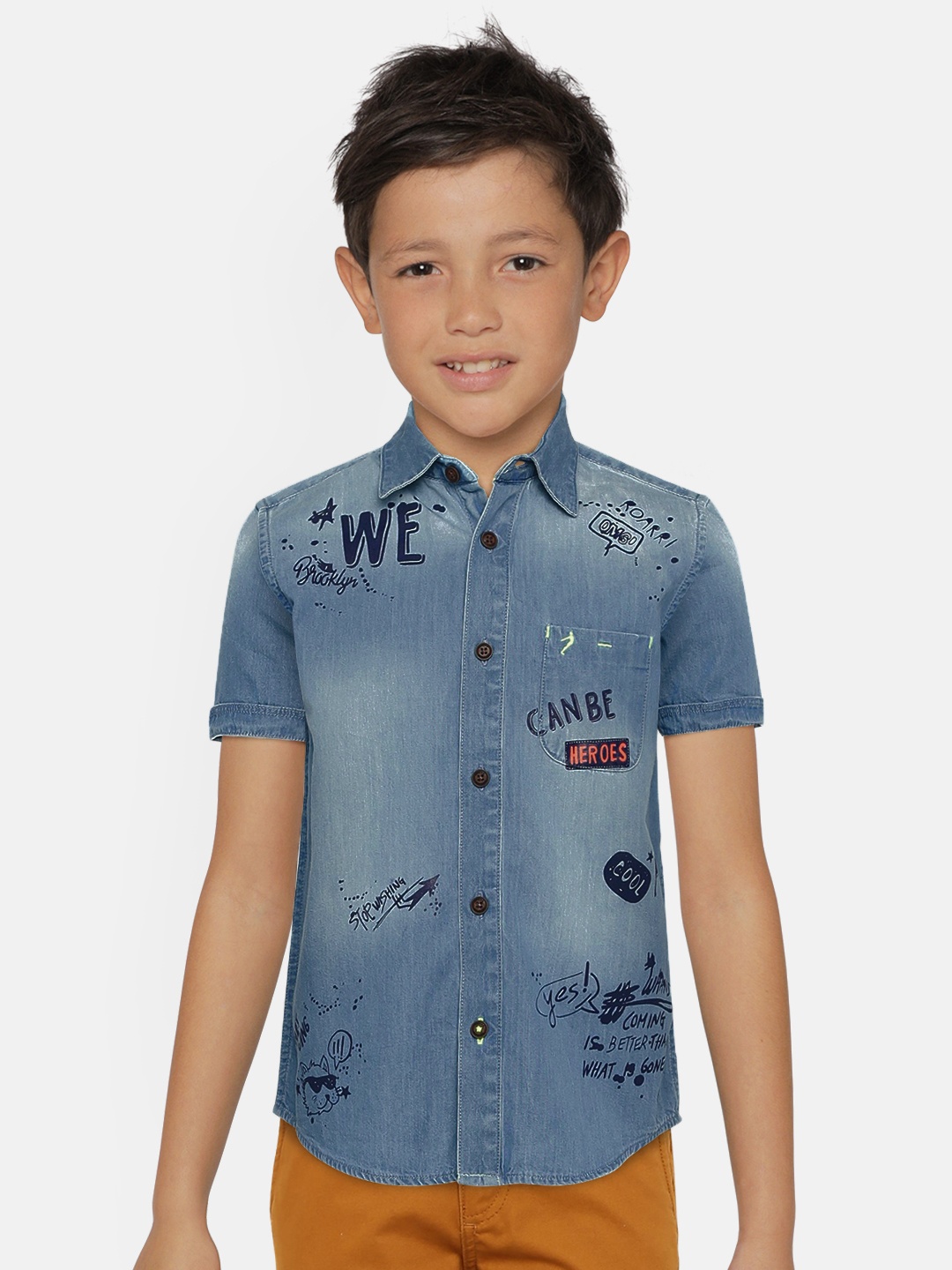 

Indian Terrain Boys Blue Regular Fit Printed Casual Shirt