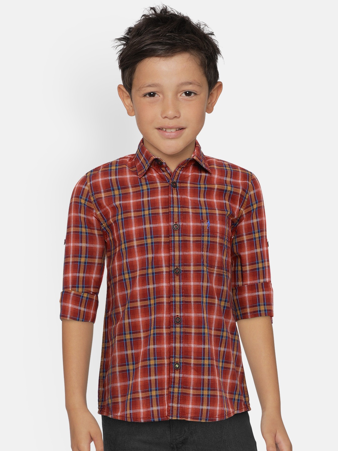 

Indian Terrain Boys Maroon & Blue Regular Fit Checked Casual Shirt