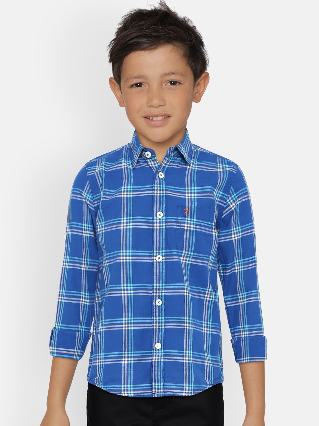 

Indian Terrain Boys Blue Regular Fit Checked Casual Shirt