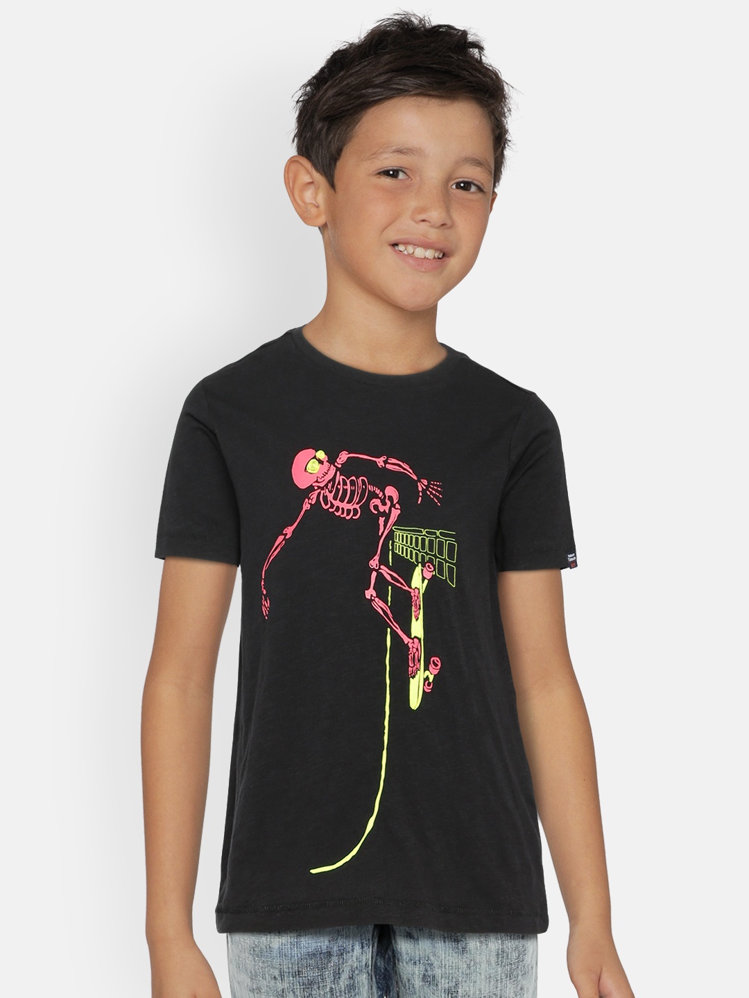 

Indian Terrain Boys Black Printed Round Neck T-shirt