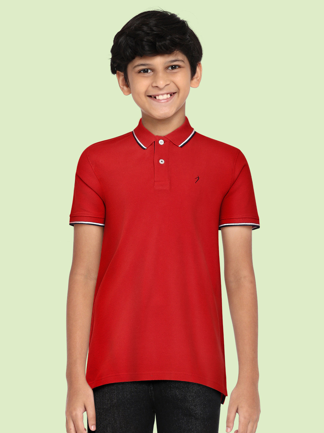 

Indian Terrain Boys Red Solid Polo Collar Pure Cotton T-shirt
