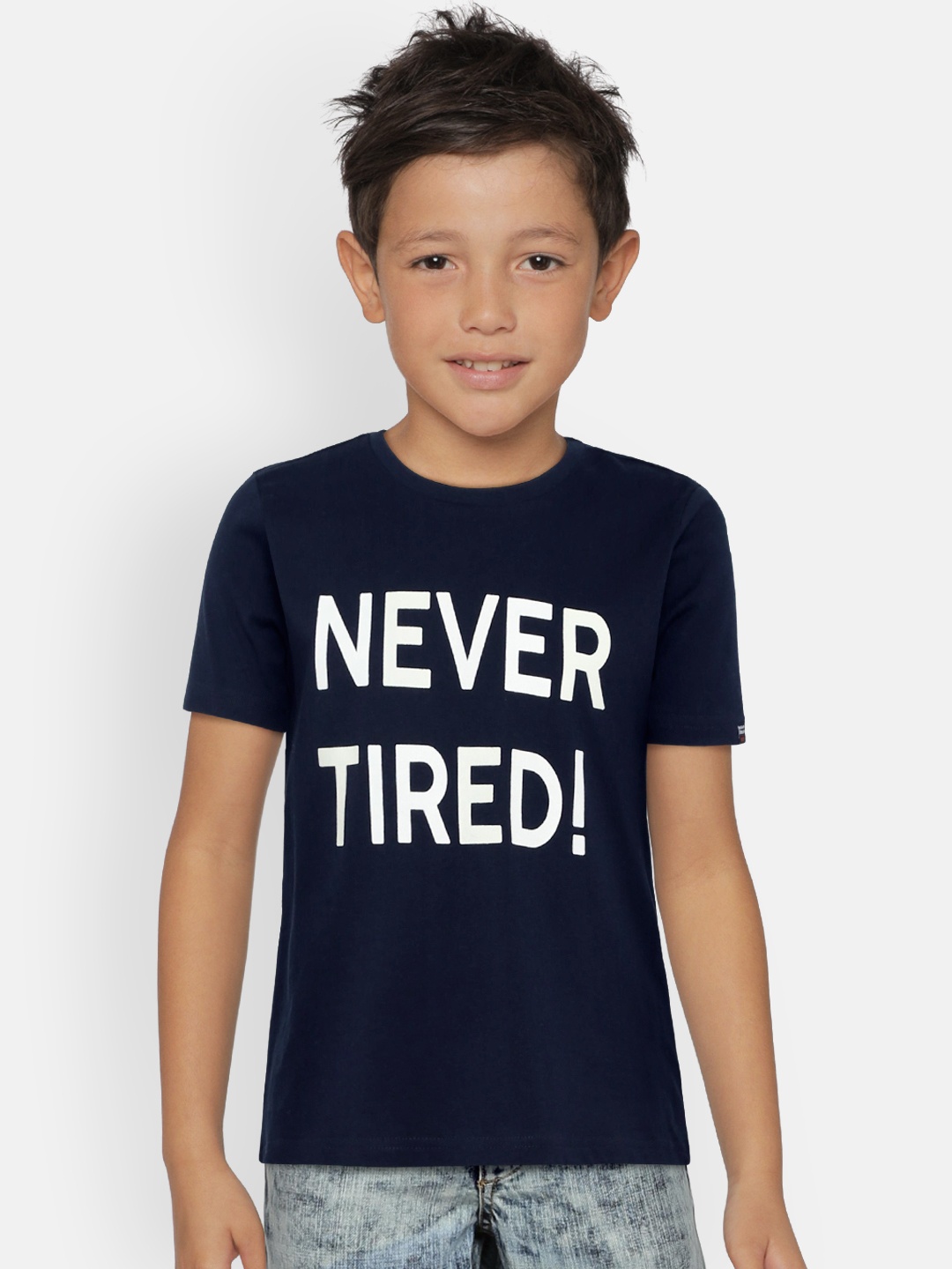 

Indian Terrain Boys Navy Blue Printed Round Neck T-shirt