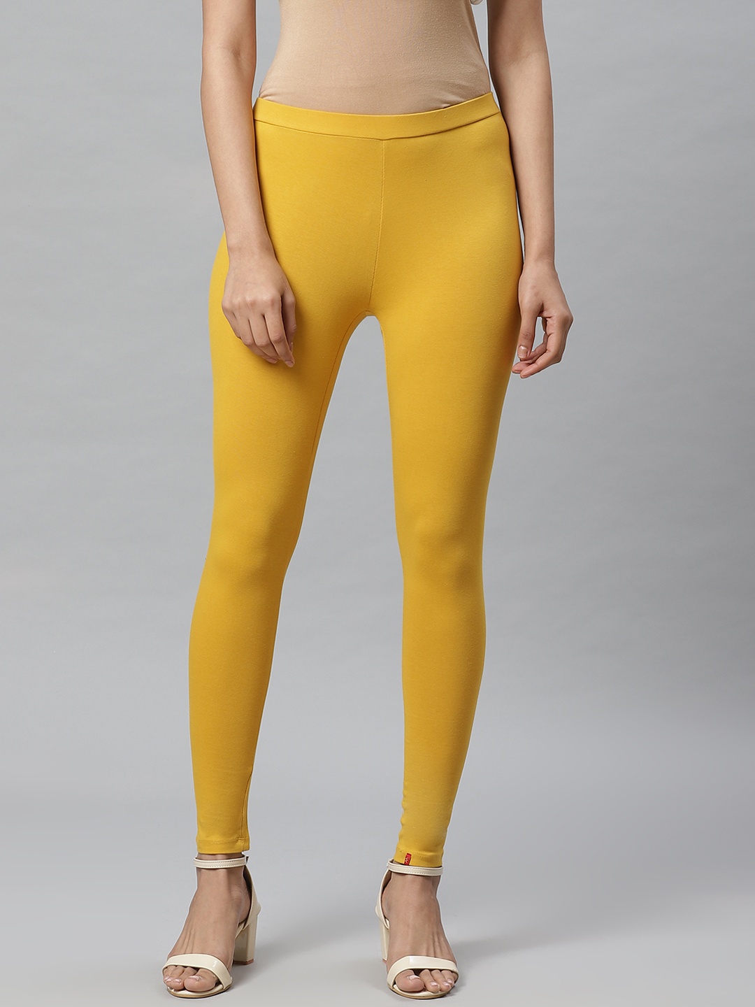 

W Women Mustard Yellow Solid Leggings