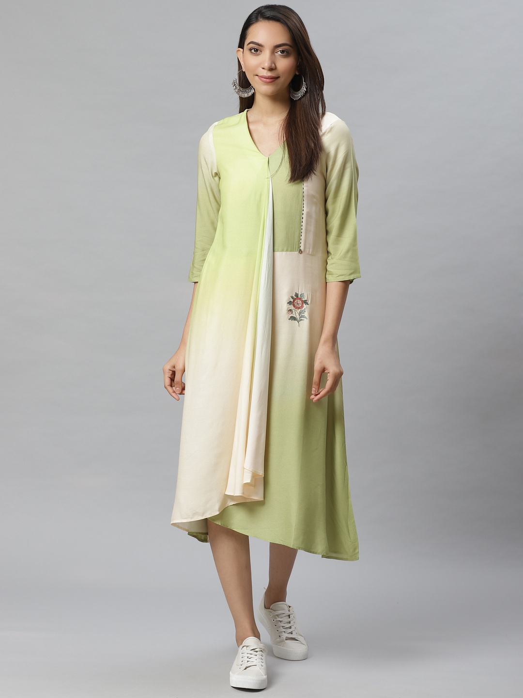 

W Green Dyed A-Line Dress