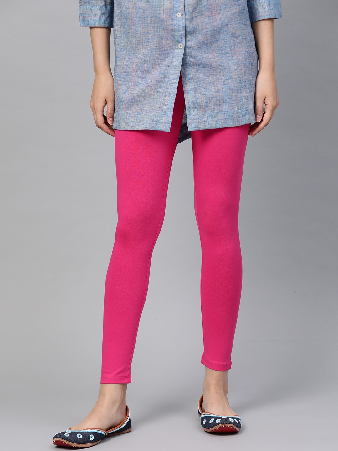 

W Women Pink Solid Ankle Length Leggings