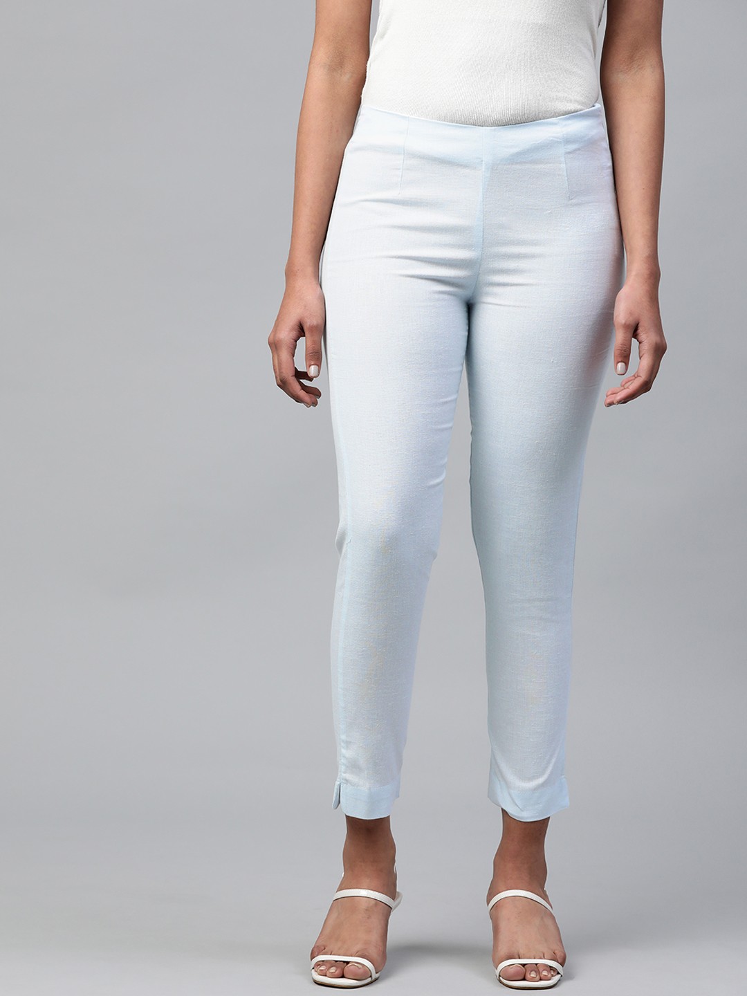 

W Women Blue Regular Fit Solid Trousers