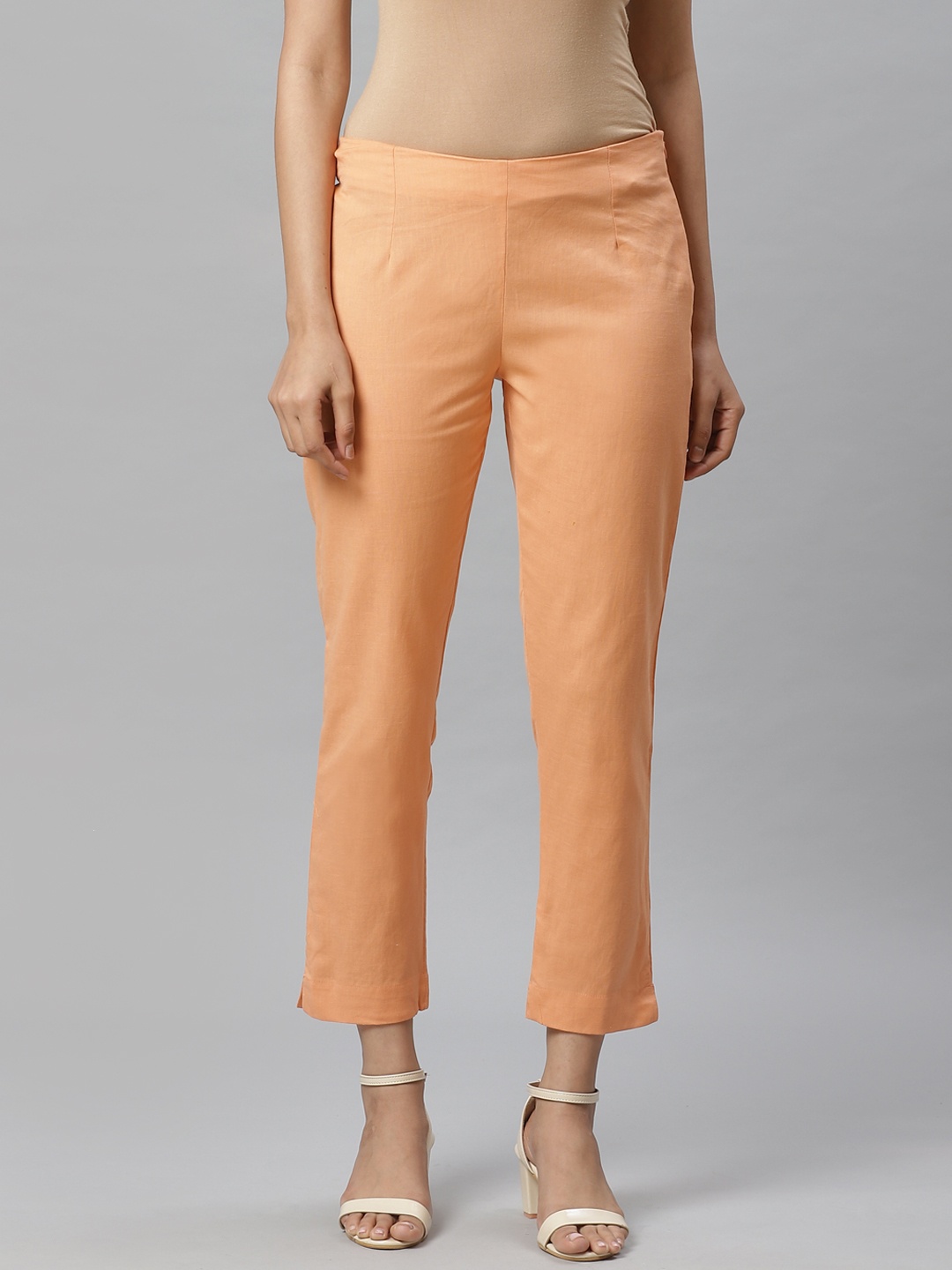 

W Slim Fit Cotton Trouser, Peach