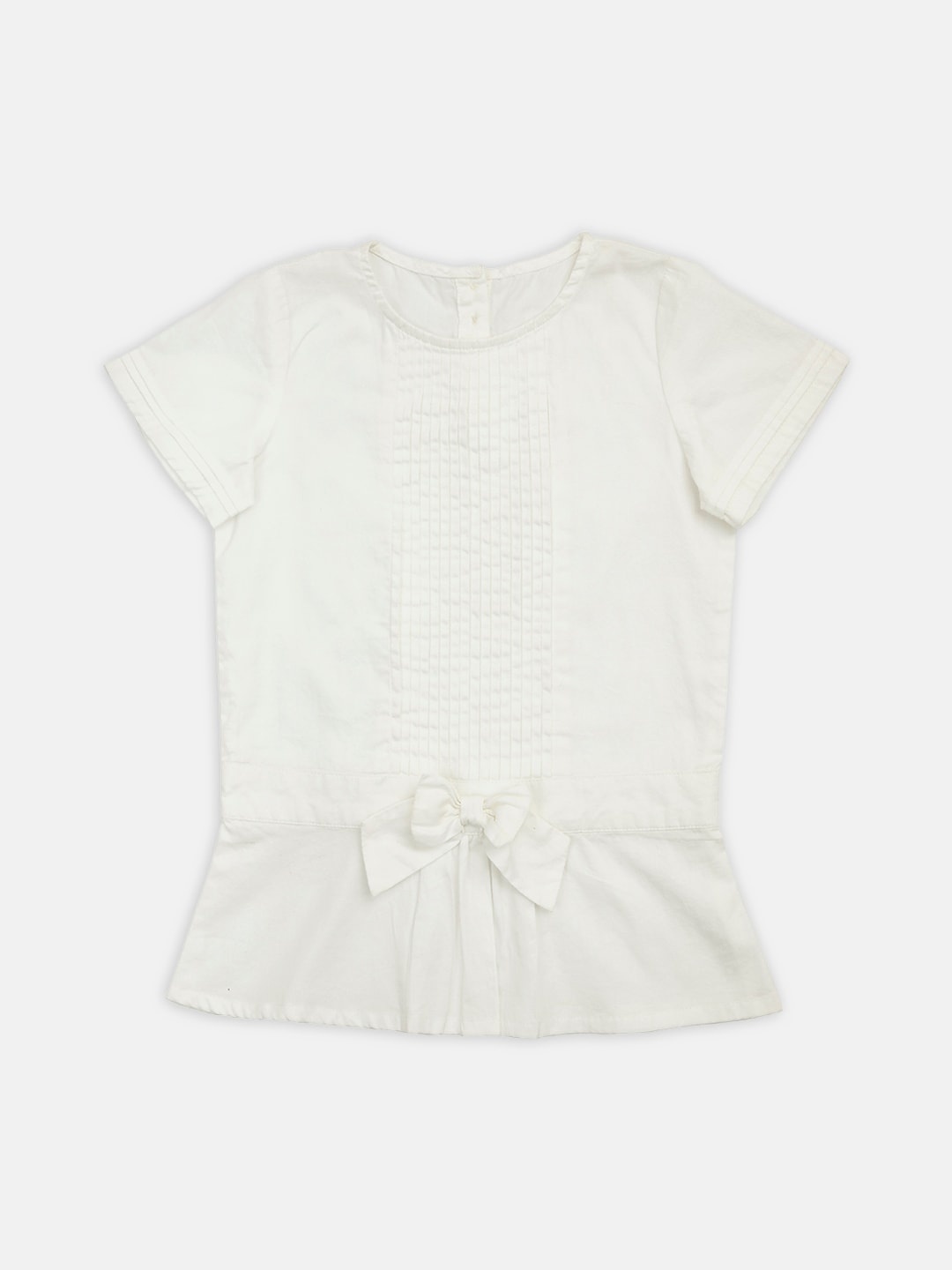 

Softsens Girls White Accordian Organic Cotton Pleat Top