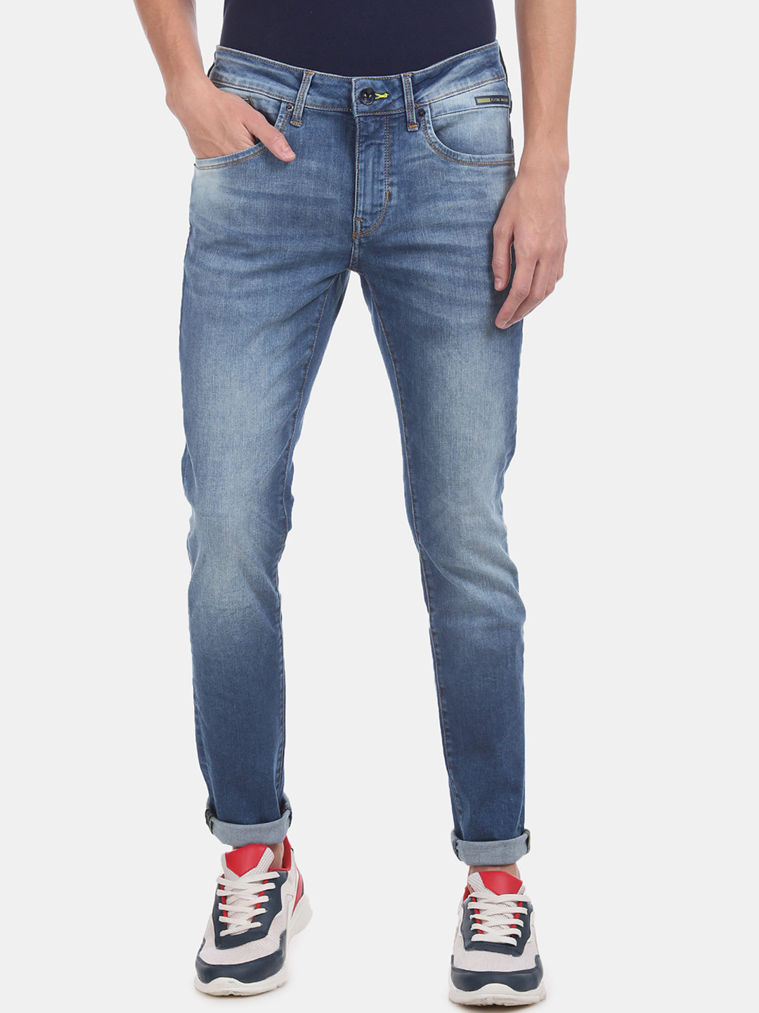 

Flying Machine Men Blue Skinny Fit Low-Rise Clean Look Stretchable Jeans
