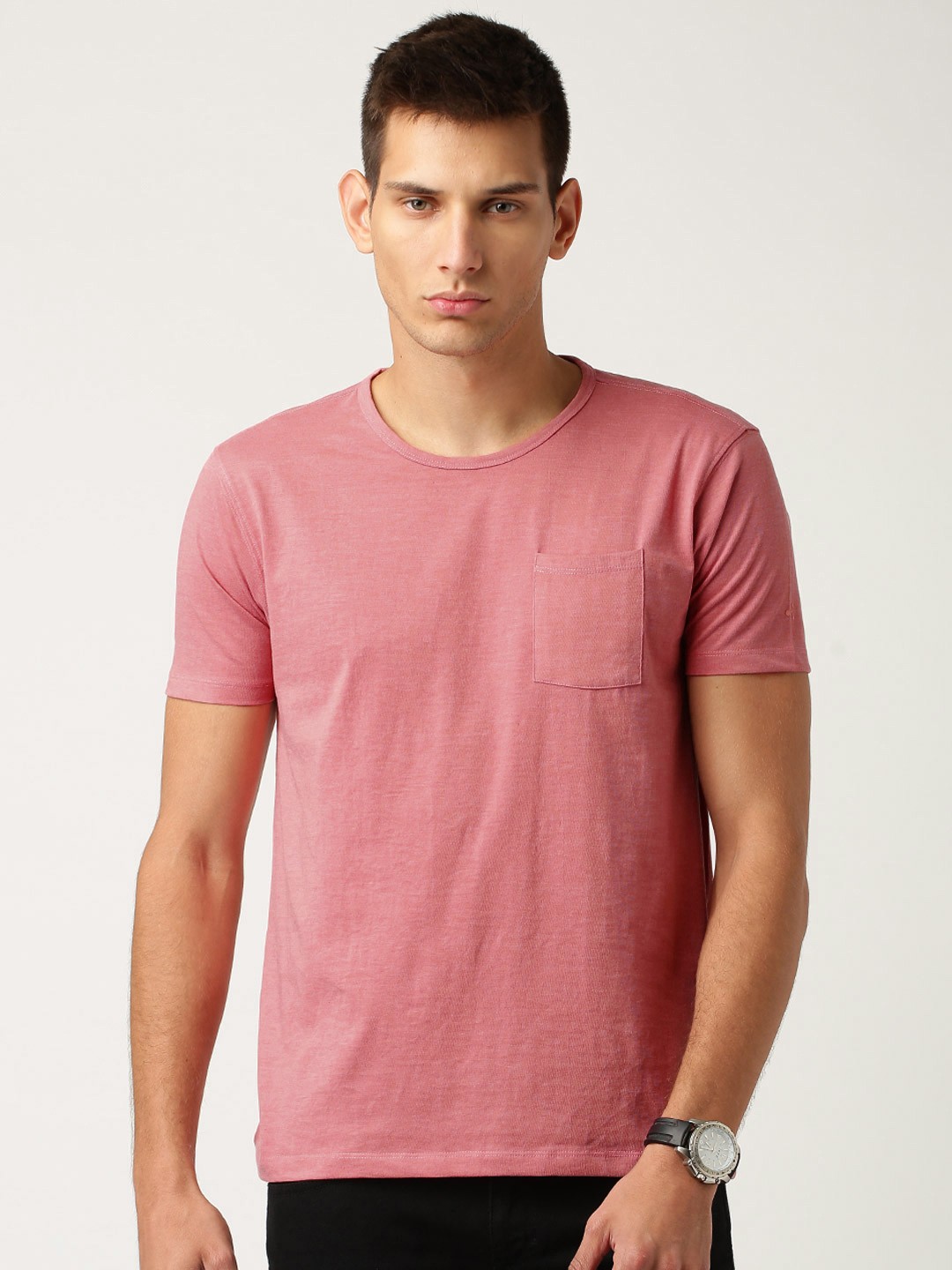 

ETHER Men Pink Crew Neck T-shirt