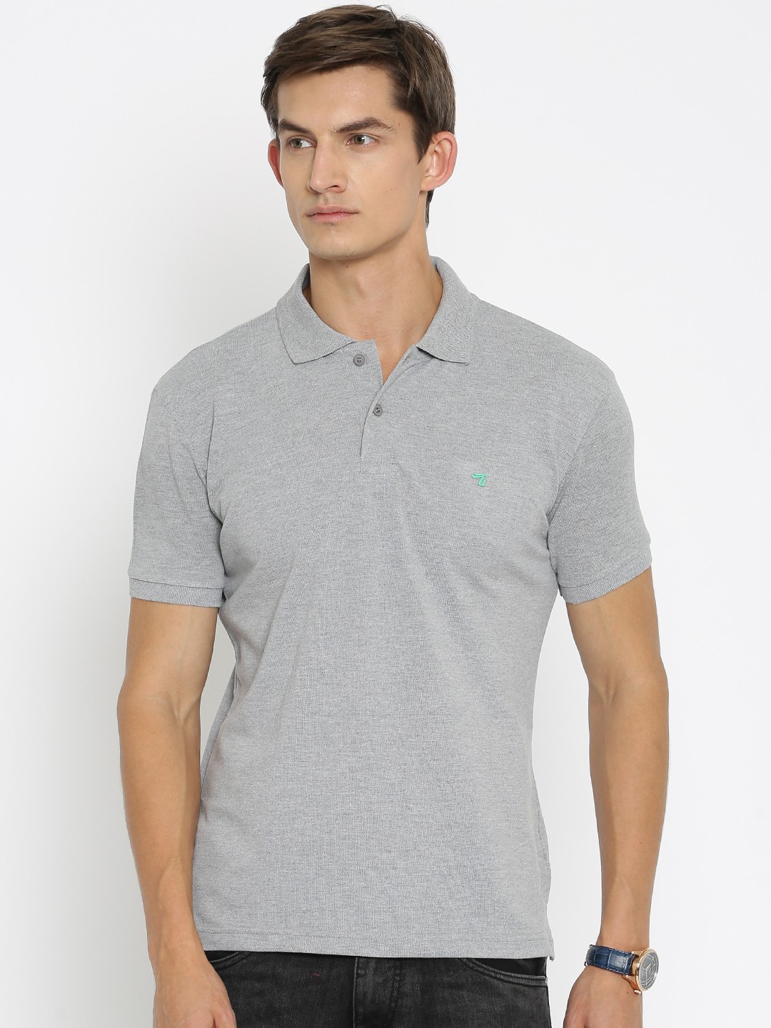 

The Indian Garage Co Grey Melange Slim Polo T-shirt