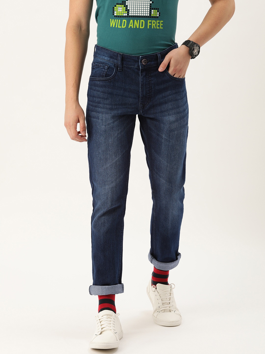 

SINGLE Men Blue Slim Fit Mid-Rise Clean Look Stretchable Jeans