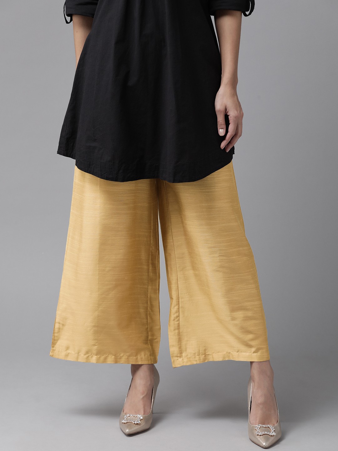 

W Women Beige Regular Fit Solid Parallel Trousers