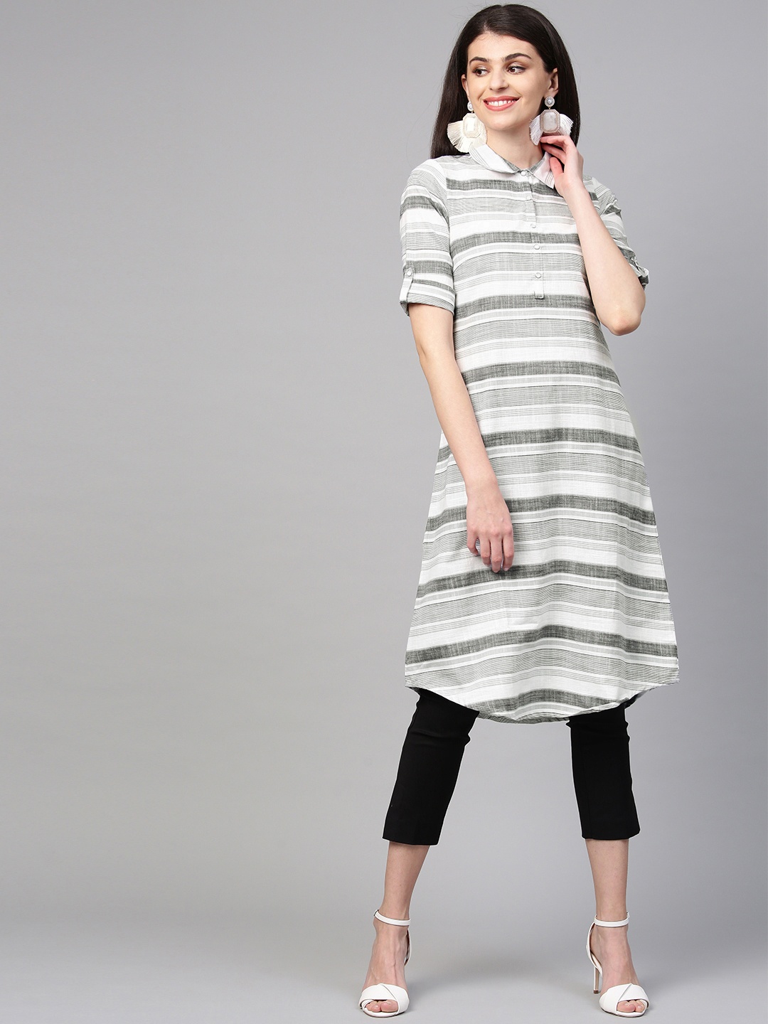 

AURELIA A-Line Cotton Kurta, White