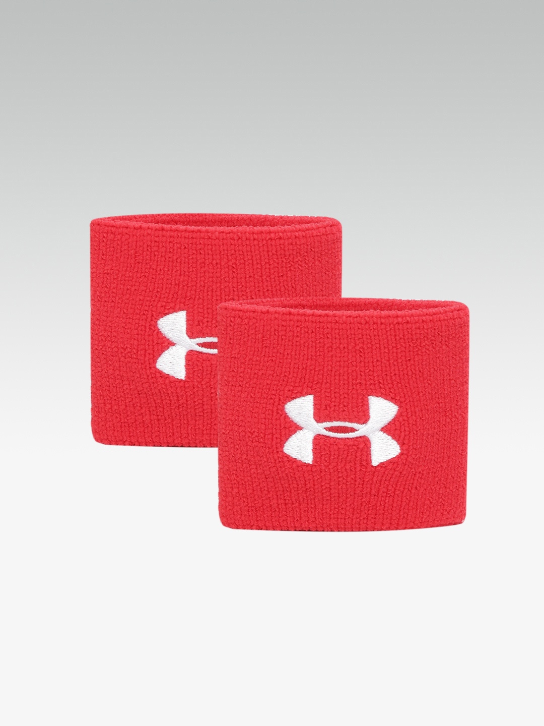 

UNDER ARMOUR Men Set of 2 Red Solid Performance Wristbands with Embroidered Detail