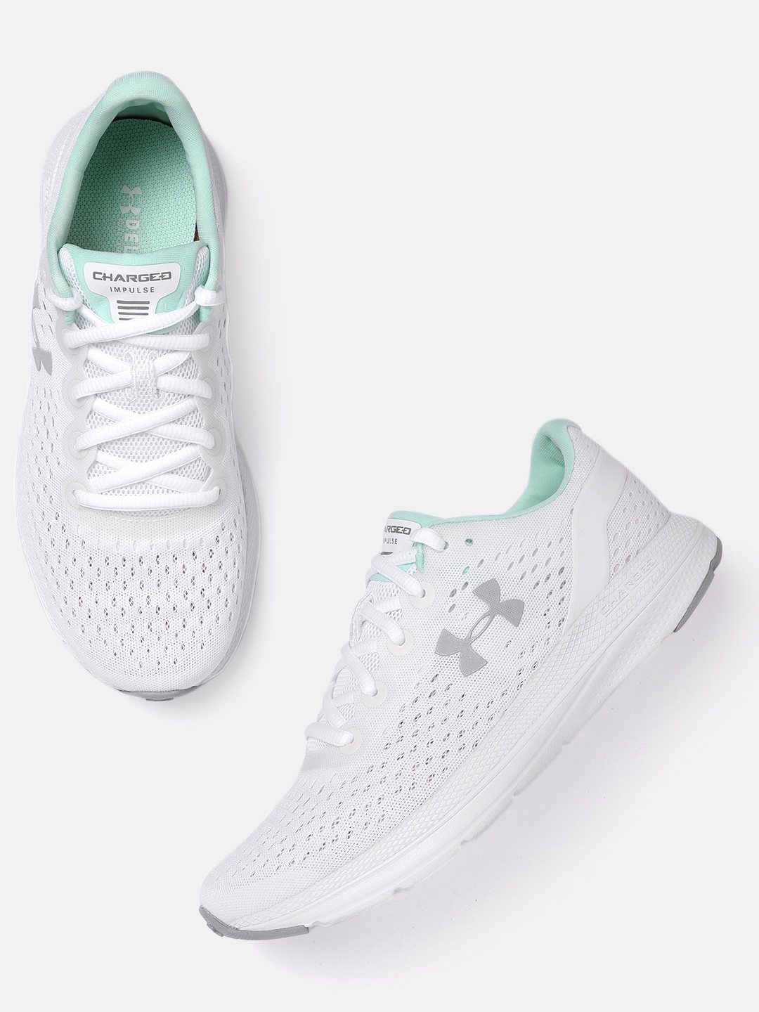 

UNDER ARMOUR Women White Woven Design Charged Impulse Running Shoes