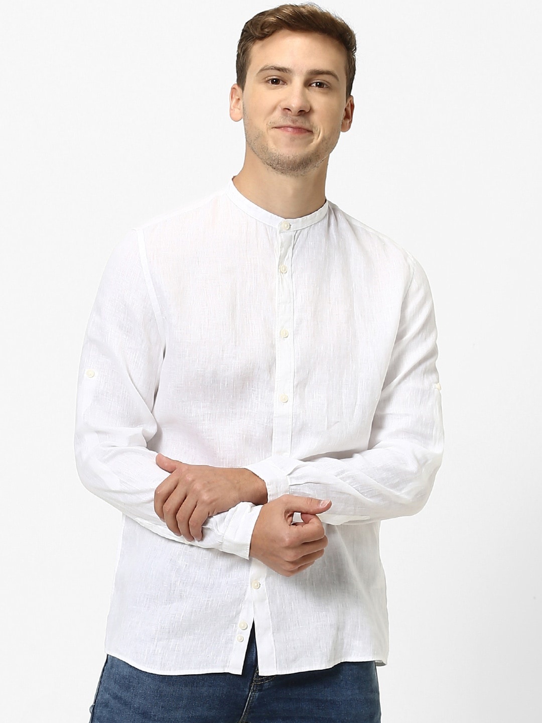 

Celio Men White Regular Fit Solid Pure Linen Casual Sustainable Shirt