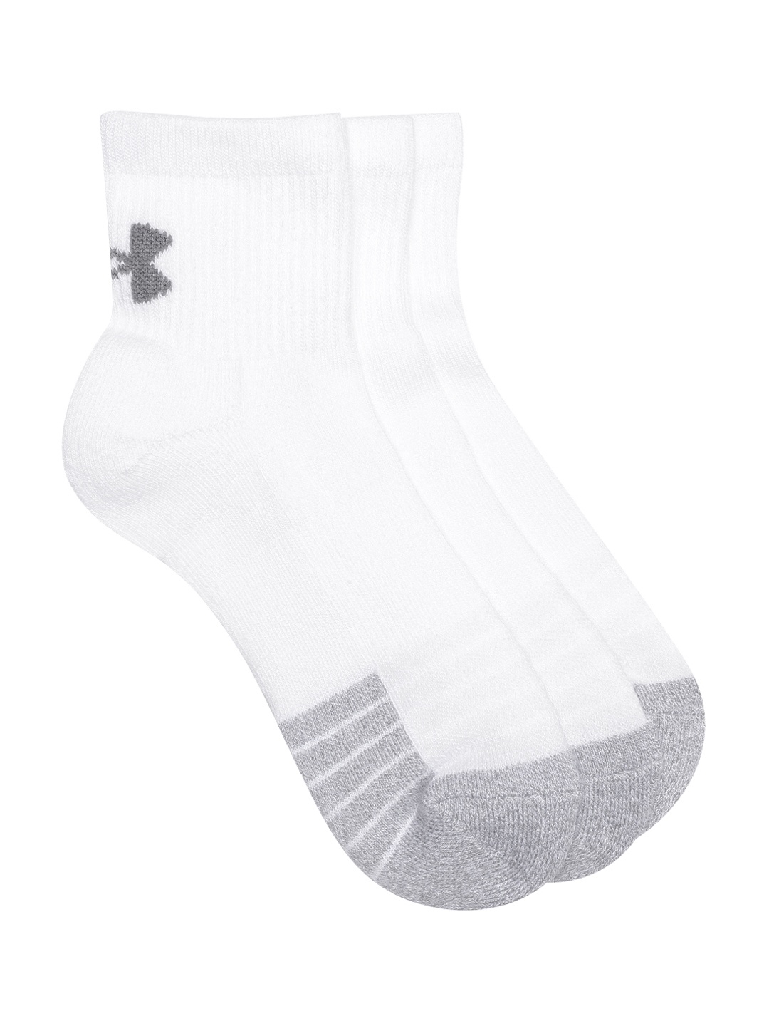 

UNDER ARMOUR Unisex Pack of 3 Patterned Heatgear QTR Socks, White