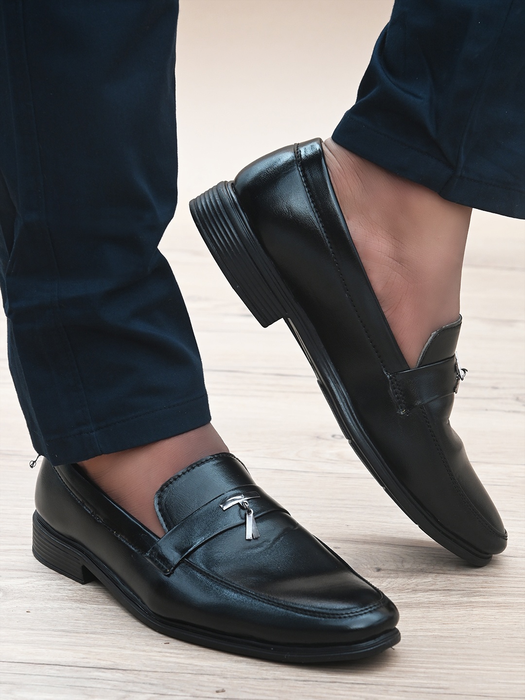 

Prolific Men Black Solid Formal Slip-Ons