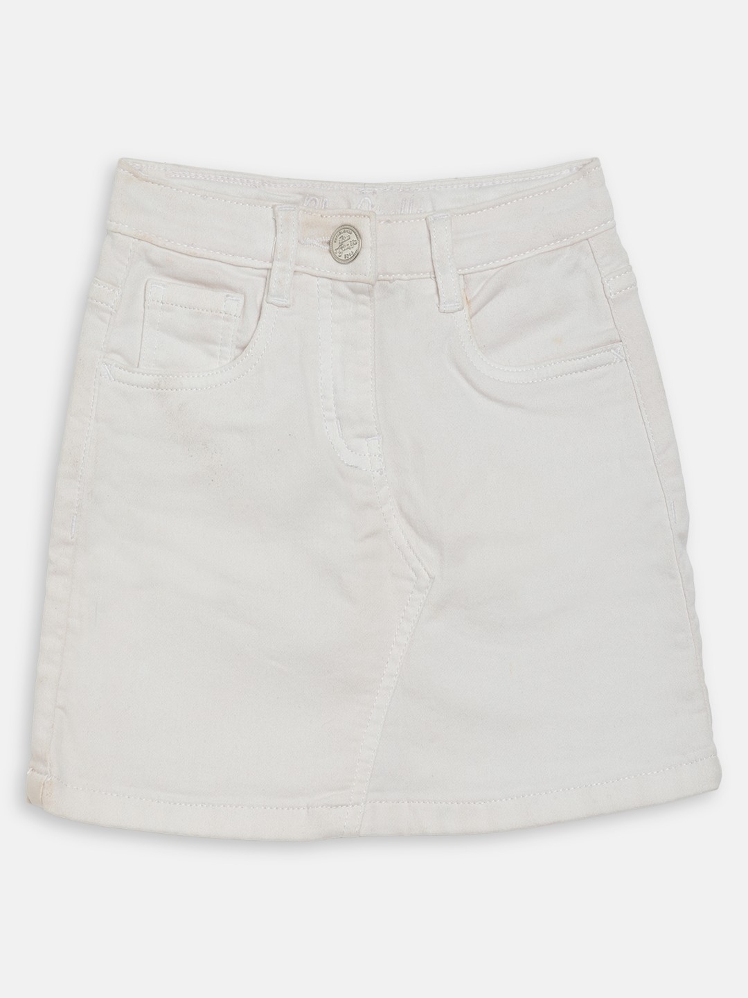 

Blue Giraffe Girls White Solid Denim Shorts