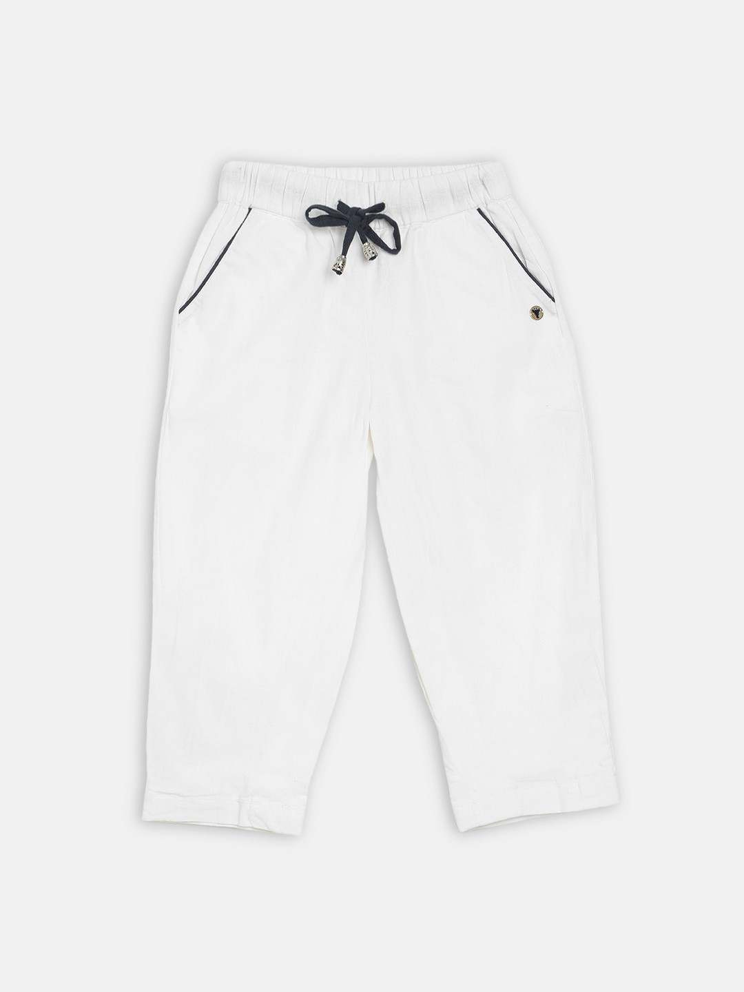 

Blue Giraffe Girls White Solid Joggers