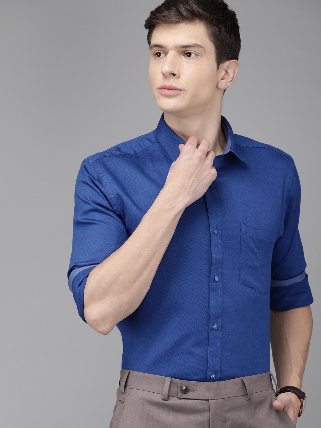 

Park Avenue Men Blue Self Design Slim Fit Party Shirt