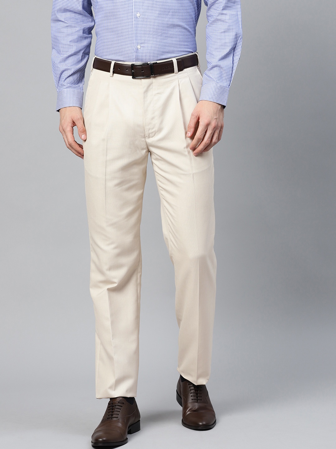 

Raymond Men Beige Classic Regular Fit Solid Formal Trousers