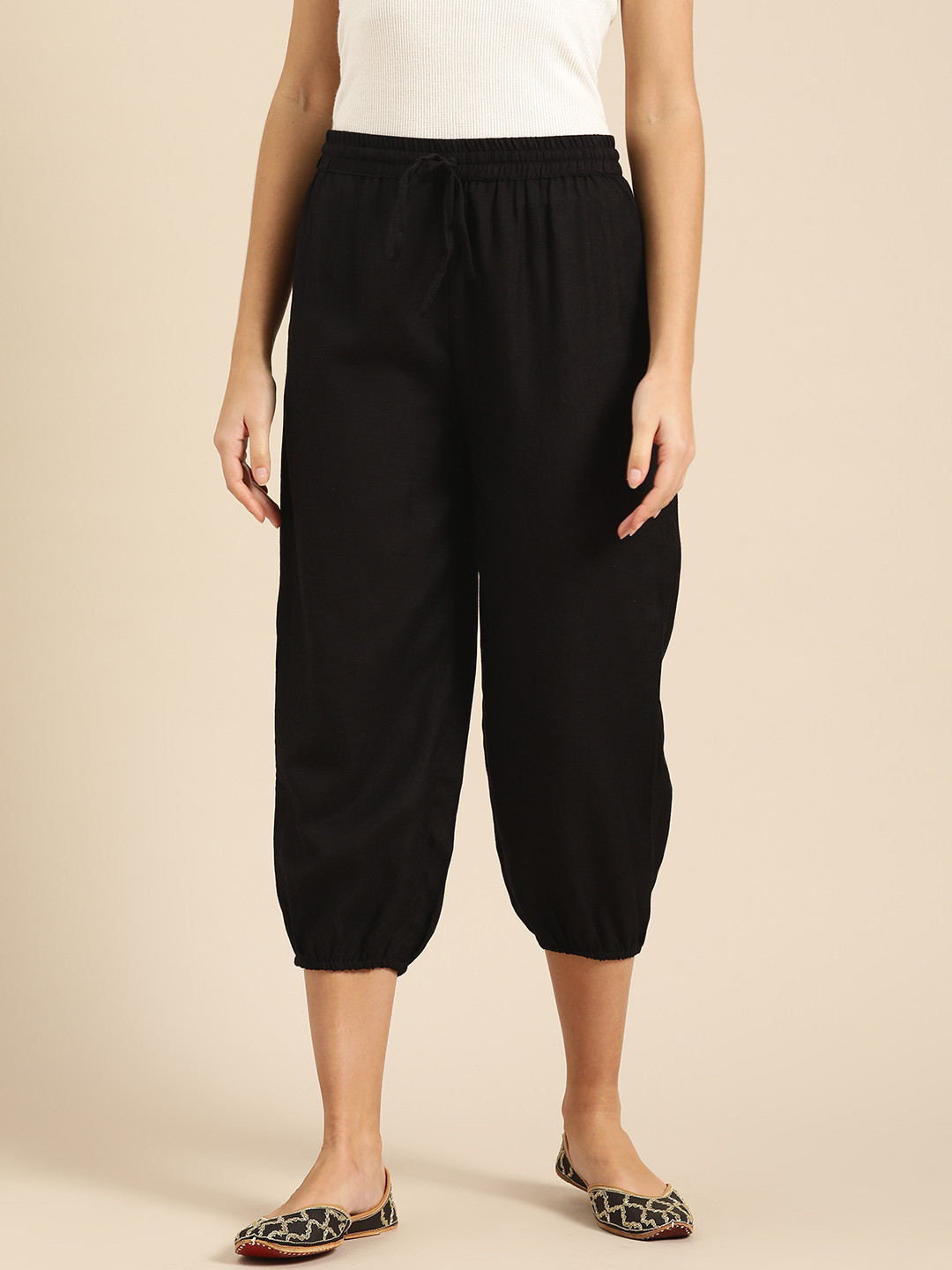 

IMARA Women Black Solid Harem Pants