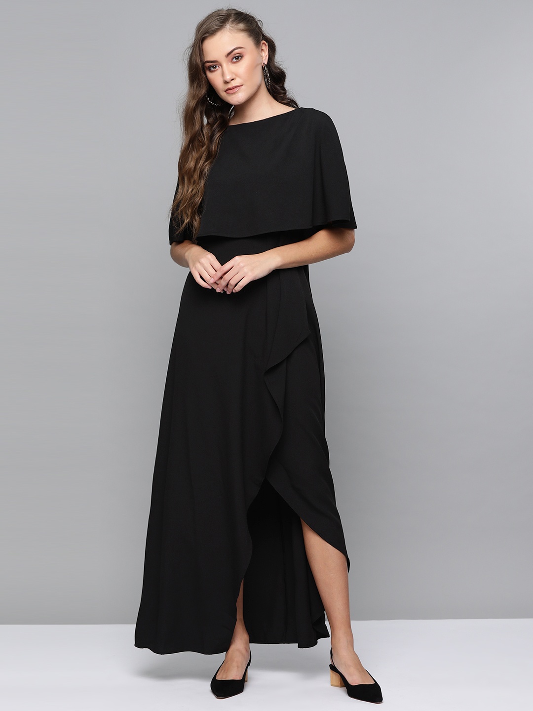 

Femella Women Black Solid Layered Maxi Dress