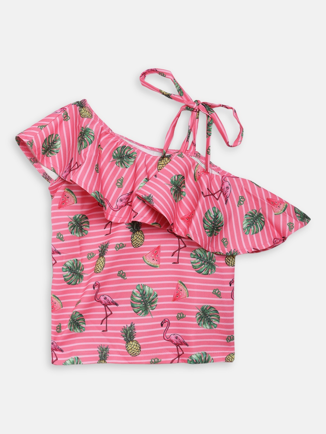 

ELLE Girls Pink & Green Printed A-Line Top