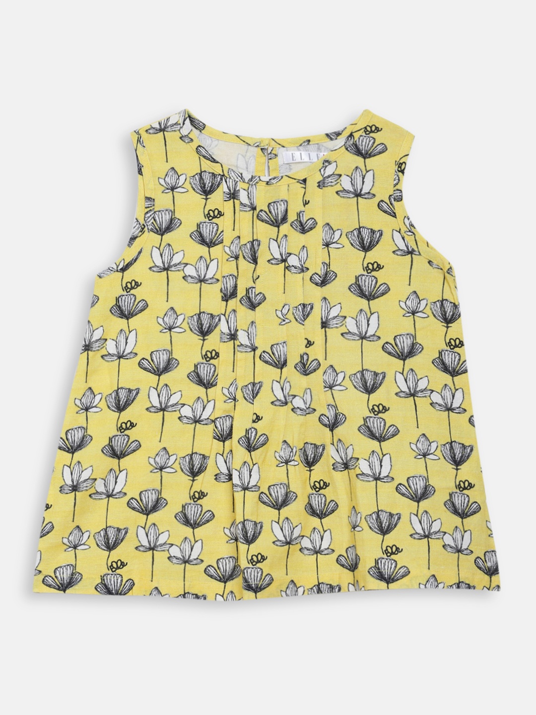 

ELLE Girls Yellow & Black Printed A-Line Top