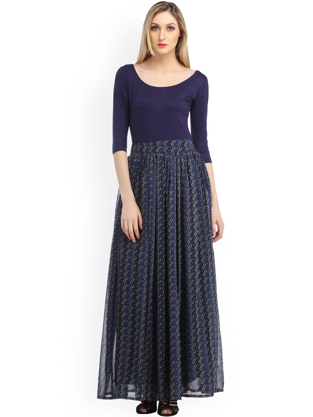 

Cation Navy Printed Maxi Dress, Navy blue