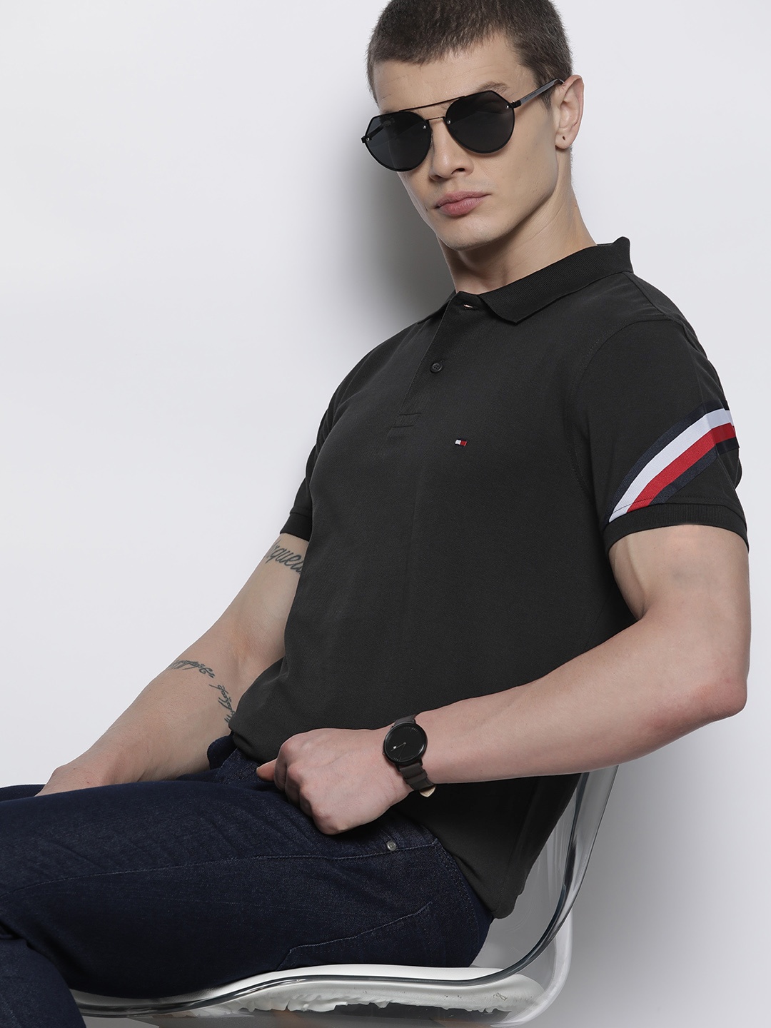 

Tommy Hilfiger Polo Collar Pure Cotton T-shirt, Black